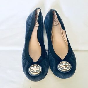 Tory Burch blue suede flats size 10m GUC